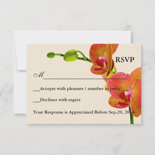 Elegante Orange Orchids Response RSVP Card (Vorderseite)