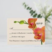 Elegante Orange Orchids Response RSVP Card Karte (Stehend Vorderseite)
