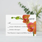 Elegante Orange Orchids Response RSVP Card Karte (Stehend Vorderseite)
