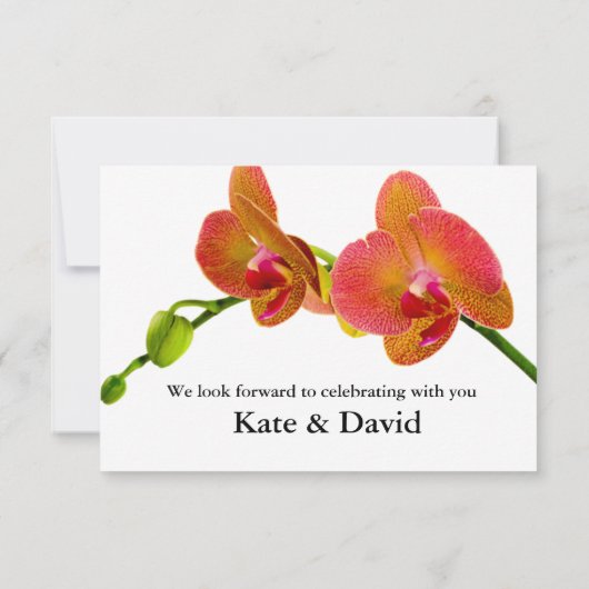 Elegante Orange Orchids Response RSVP Card Karte (Rückseite)