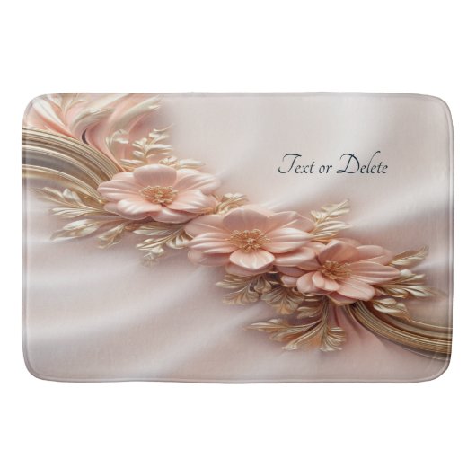 Elegante Orange Peach Floral Bath Mat Badematte (Vorderseite)