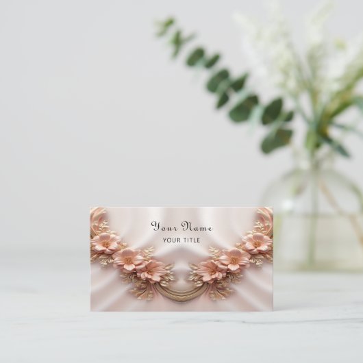 Elegante Orange Peach Floral Business Card Visitenkarte (Stehend Vorderseite)