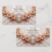 Elegante Orange Peach Floral Business Card Visitenkarte (Vorne/Hinten)