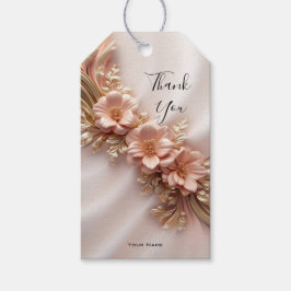 Elegante Orange Peach Floral Geschenk Tag Geschenkanhänger