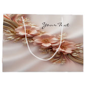 Elegante Orange Peach Floral Geschenktasche Große Geschenktüte (Rückseite)