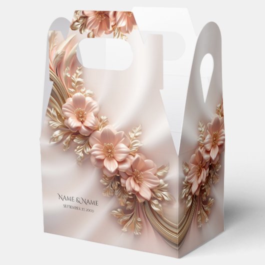 Elegante Orange Peach Floral Gevor Box Geschenkschachtel (Geöffnet)