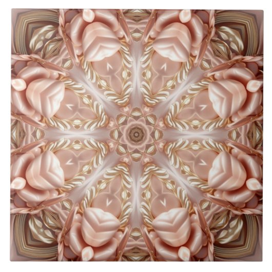 Elegante Orange Peach Floral Keramik Tile Fliese (Vorderseite)