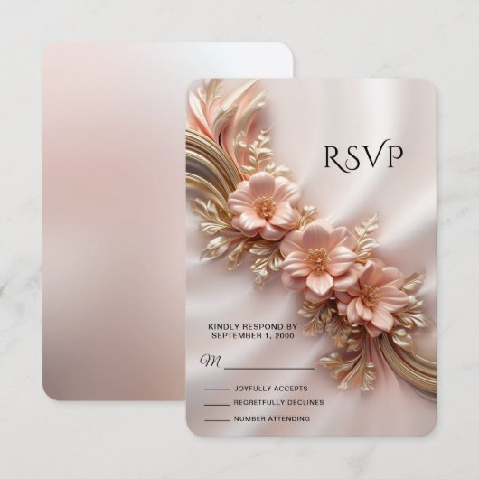 Elegante Orange Peach Floral RSVP Card Karte (Vorne/Hinten)