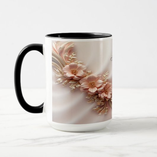 Elegante Orange Peach Floral Tasse (Links)