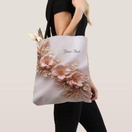 Elegante Orange Peach Floral Tote Bag Tasche