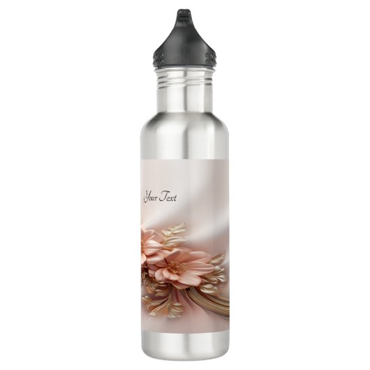 Elegante Orange Peach Floral Water Flasche Edelstahlflasche (Rechts)