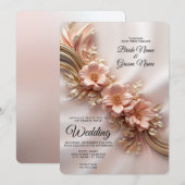 Elegante Orange Peach Floral Wedding Einladung (Vorne/Hinten)