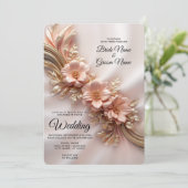 Elegante Orange Peach Floral Wedding Einladung (Stehend Vorderseite)