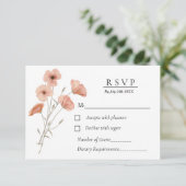 Elegante Orange Poppy Blume Botanische Hochzeit RSVP Karte (Stehend Vorderseite)