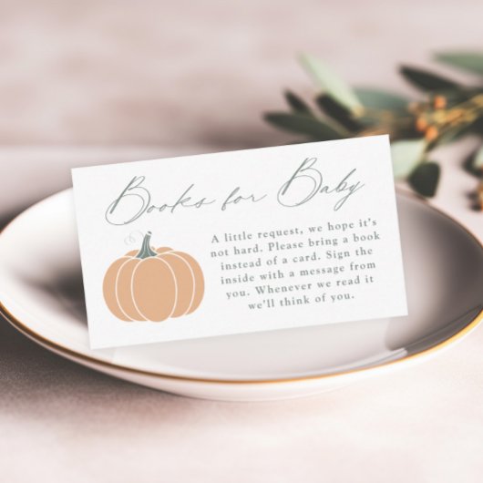 Elegante Orange Pumpkin Baby Shower Books for Baby Begleitkarte