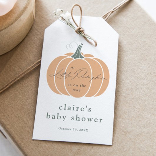 Elegante Orange Pumpkin Fall Baby Shower Gevor Geschenkanhänger
