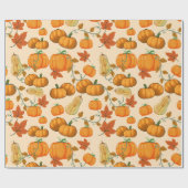 Elegante Orange Pumpkin & Green Vines Geschenkpapier (Flach)