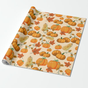 Elegante Orange Pumpkin & Green Vines Geschenkpapier