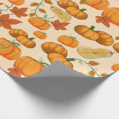 Elegante Orange Pumpkin & Green Vines Geschenkpapier (Ecke)