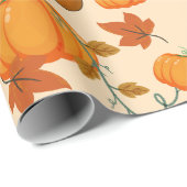 Elegante Orange Pumpkin & Green Vines Geschenkpapier (Rolleneckpunkt)