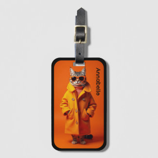 Elegante Orange Reise-Katze Gepäckanhänger