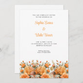 Elegante Orange Rose Garden White Wedding Einladung (Vorne/Hinten)