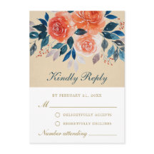 Elegante Orange Rose Watercolor Floral RSVP Card