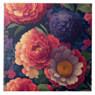 Elegante orange-rote pinke Wasserfarbe floral Fliese