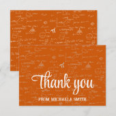 Elegante Orange-Schrift Mathematik Abschluss Danke (Vorne/Hinten)