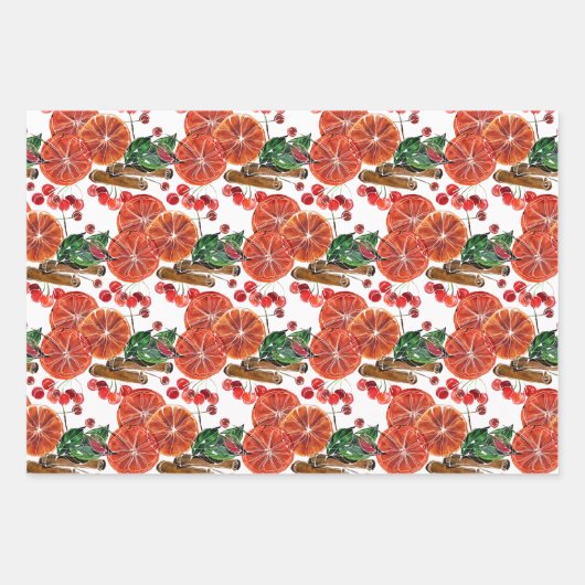 Elegante Orange Slices Cinnamon Sticks Geschenkpapier Set (Vorderseite 2)