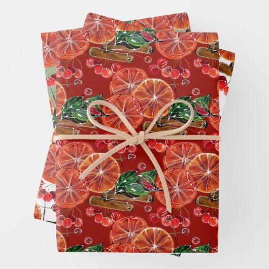 Elegante Orange Slices Cinnamon Sticks Geschenkpapier Set (Beispiel)