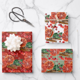 Elegante Orange Slices Cinnamon Sticks Geschenkpapier Set