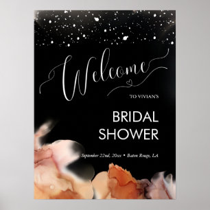 Elegante Orange-Tinte Schwarze Hochzeitsdusche Wil Poster