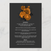 Elegante Orange- und Black Gothic-Hochzeit Menükarte (Rückseite)
