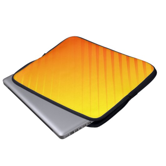 Elegante, orange und gelbe Abstrakte Linien Laptopschutzhülle (Vorne Knopf)