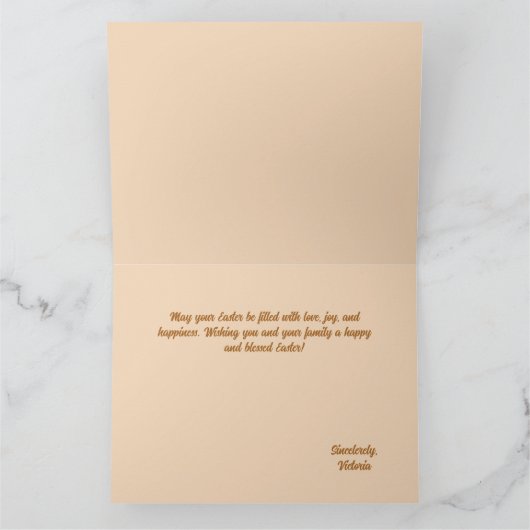 Elegante Orange- und Rosa Osterkarte Karte (Innenseite)