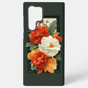 Elegante Orange- und weiße Blumen-Kunst Acryl-Kuns Samsung Galaxy Hülle