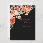 Elegante Orange und White Roses Black Wedding Einladung (Rückseite)