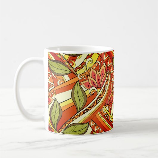 Elegante, orange weiße Blume und wirbeln Kaffeetasse (Links)