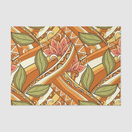 Elegante, orange weiße Blume und wirbeln Seidenpapier (Vorderseite)