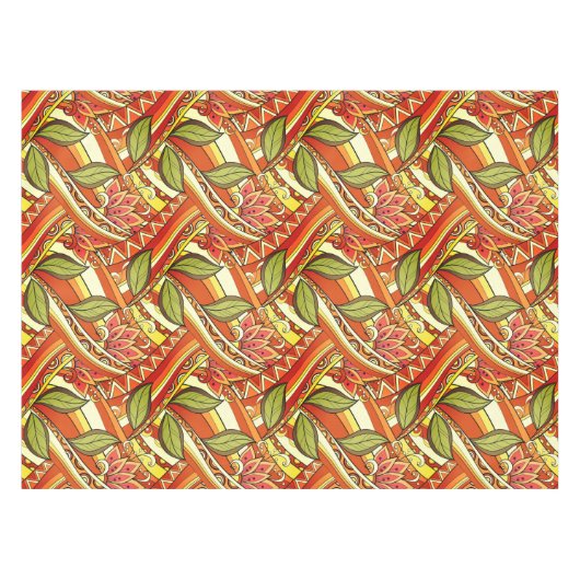 Elegante, orange weiße Blume und wirbeln Tischdecke (Vorderseite (Horizontal))