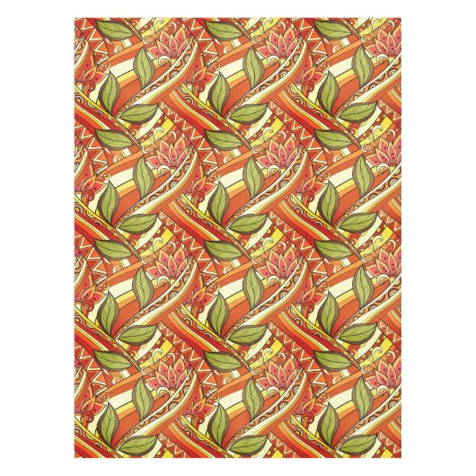 Elegante, orange weiße Blume und wirbeln Tischdecke (Vorderseite)