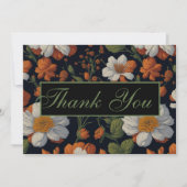 Elegante, orange weiße Retro-Blume Einladung (Vorderseite)