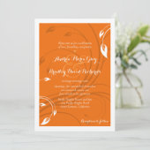 Elegante Orange White Floral Wedding Einladung (Stehend Vorderseite)