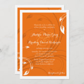 Elegante Orange White Floral Wedding Einladung (Vorne/Hinten)