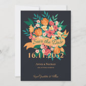 Elegante Orange & Yellow Floral Save the Date Kart (Vorderseite)