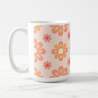 Elegante orangefarbene geometrische Retro-Blumen-K Kaffeetasse