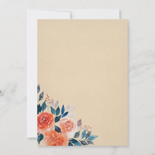 Elegante Orangefarbene Hochzeit Einladung (Rückseite)