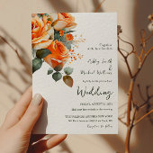 Elegante Orangefarbene Rose Hochzeit mit floralen  Einladung