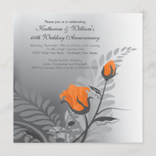 Elegante Orangefarbene Rosen-Jubiläumseinladung Einladung